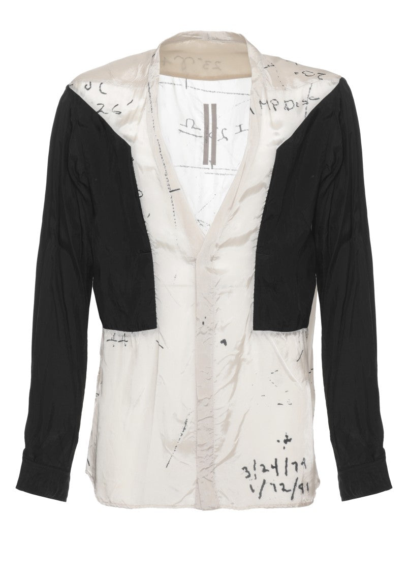 Rick Owens Ivory Printed Black Long Sleeve Shirt