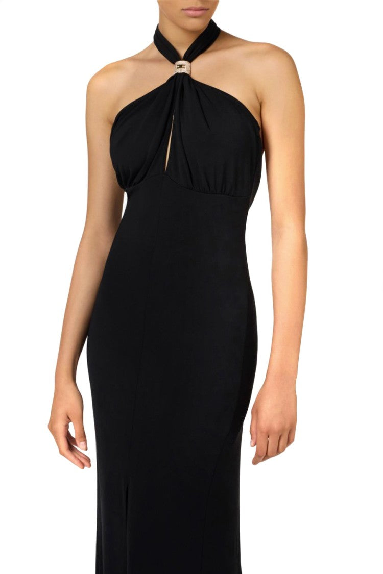 Elisabetta Franchi Halter Neck Dress With Keyhole Detail