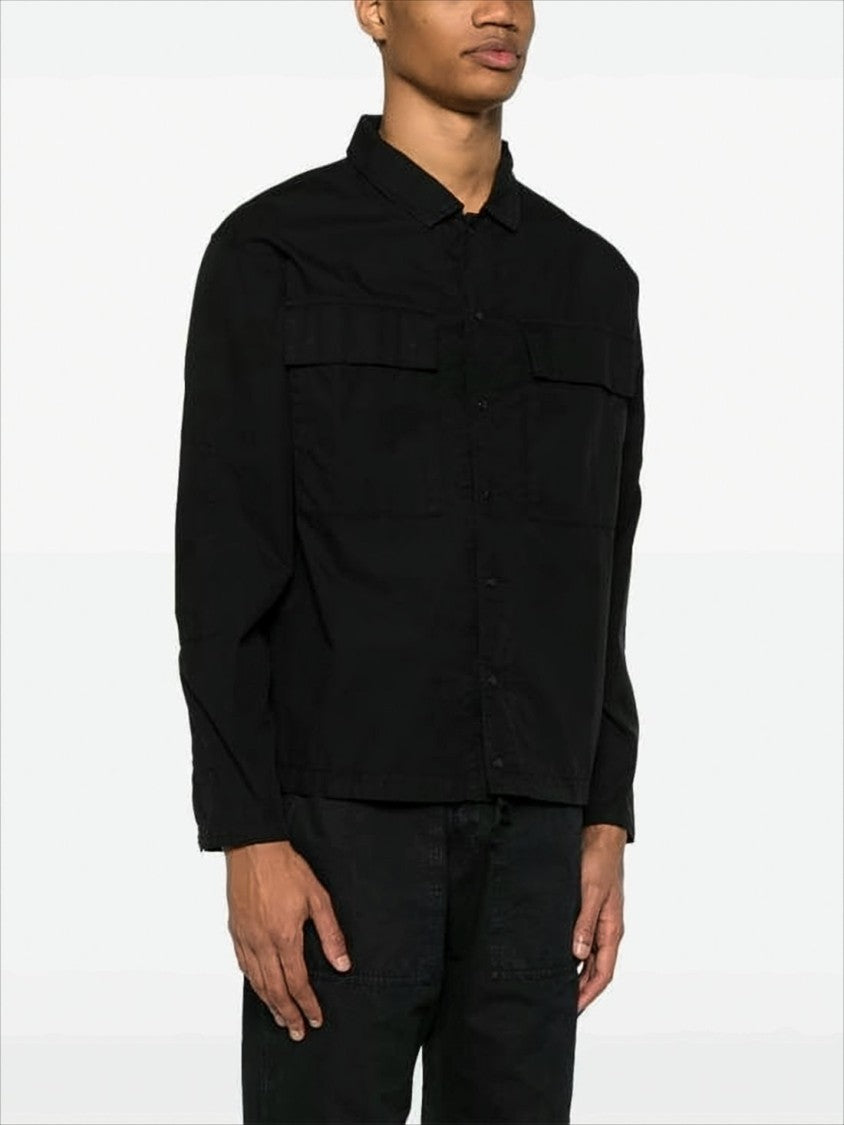 C.P. Company Minimalist Black Cotton Jacket With Classic Collar