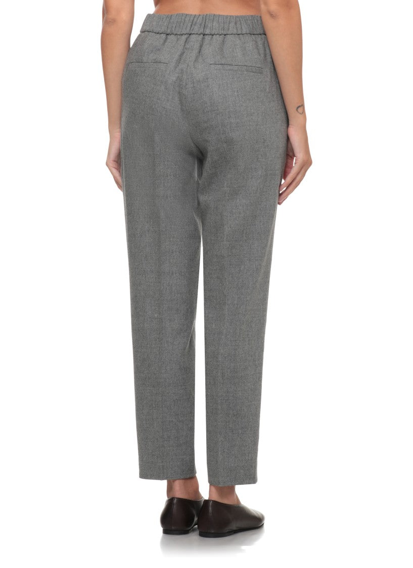 Peserico Straight-Leg Grey Pants With Elastic Waistband And Faux Pockets