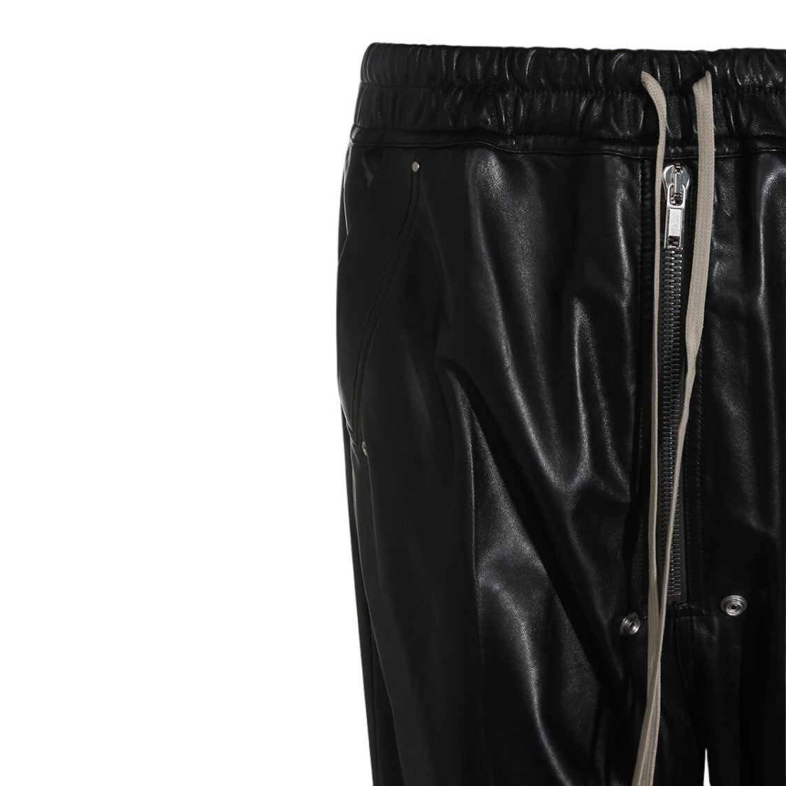 Rick Owens Tapered Black Leather-Like Trousers With Utility Elements
