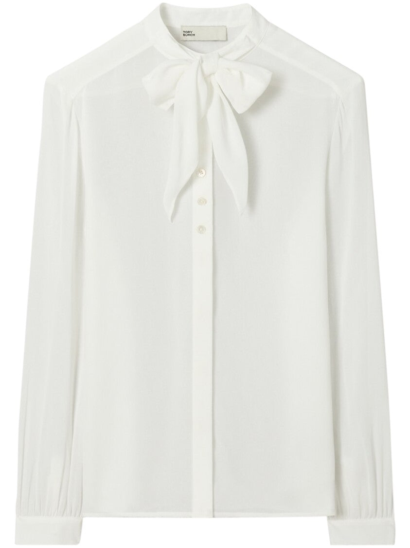 Tory Burch Georgette Blouse With Bow Tie And Button-Down Front