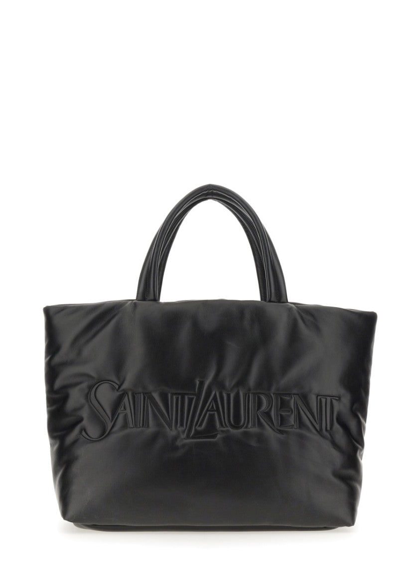 Saint Laurent Spacious Black Lambskin Tote Bag