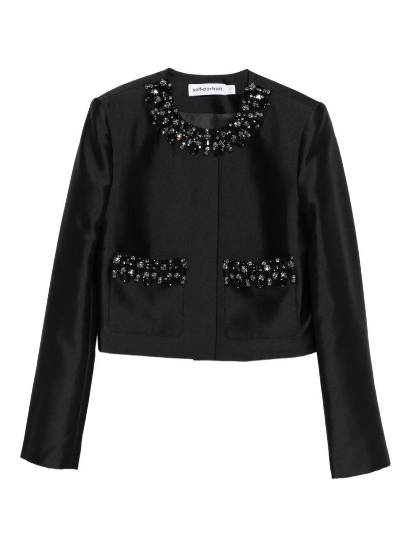 Self-Portrait Taffeta Embellished Trim Jacket