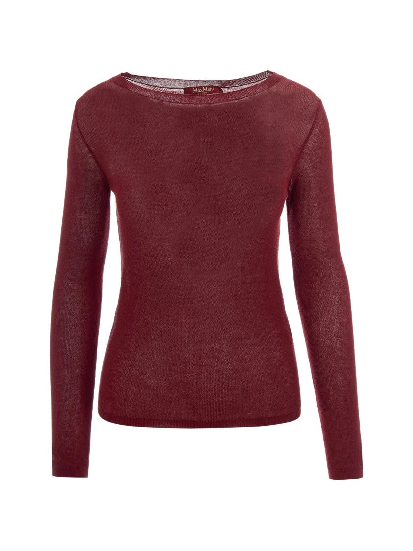 Max Mara Red Boat Neckline Cotton Blouse