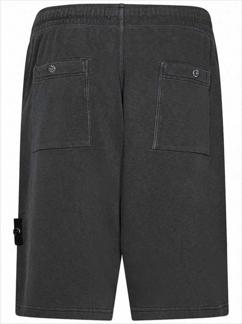 Stone Island Relaxed Fit Cotton Shorts With Elastic Waistband And Compass Patch