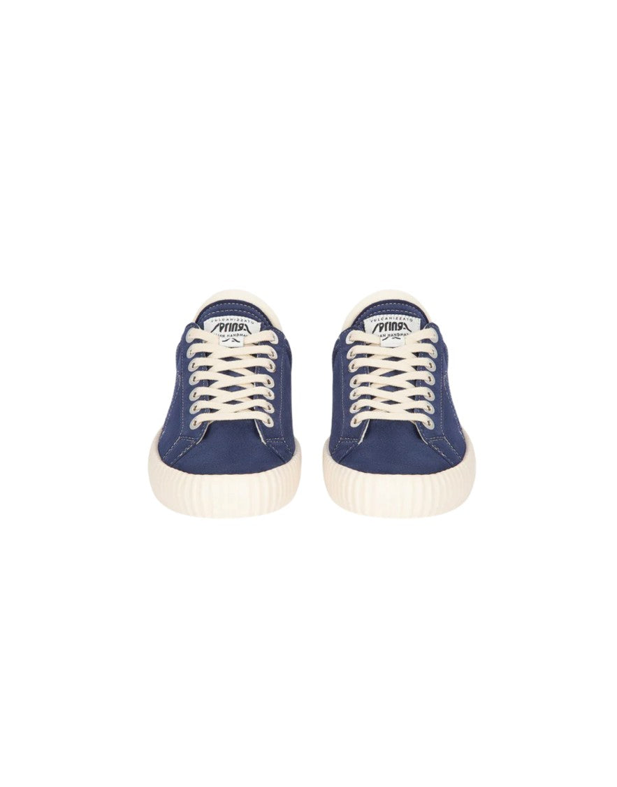 Springa Blue Wavy Suede Sneakers With Leather Details