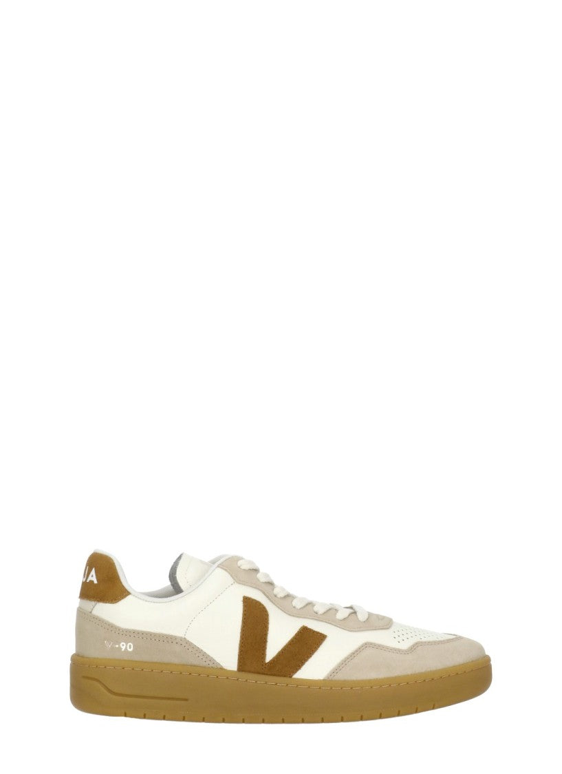 Veja V-90 White Suede Low-Top Sneakers