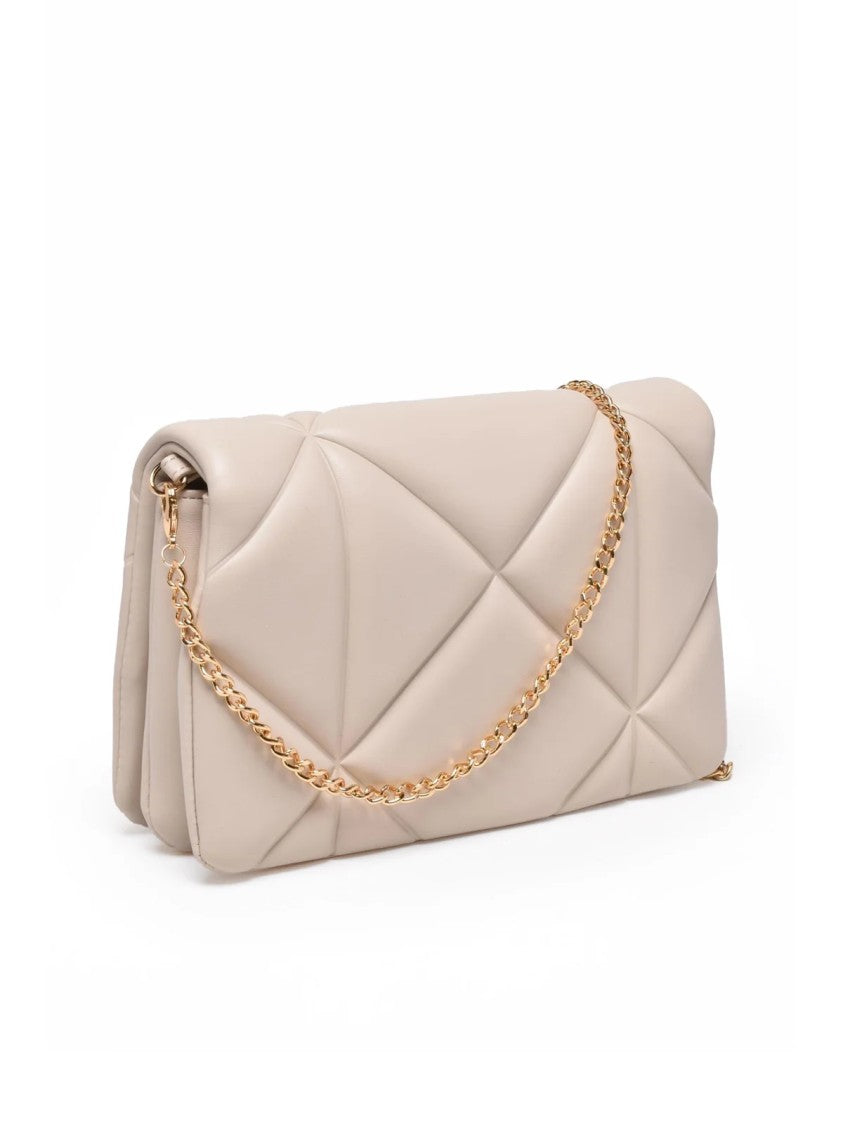 Love Moschino White Quilted Clip Closure Polyurethane Shoulder Bag