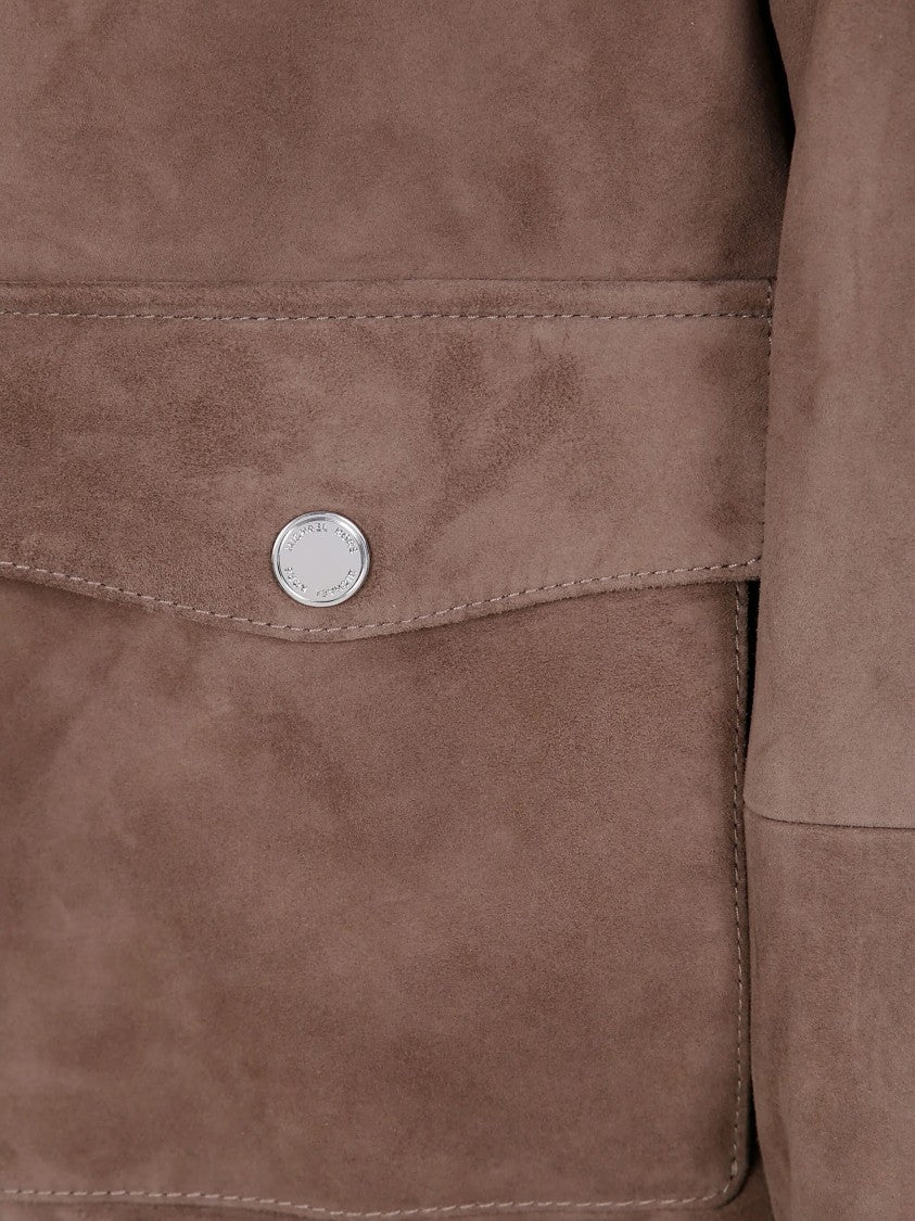 Michael Kors Brown Soft Goat Skin Bomber Jacket