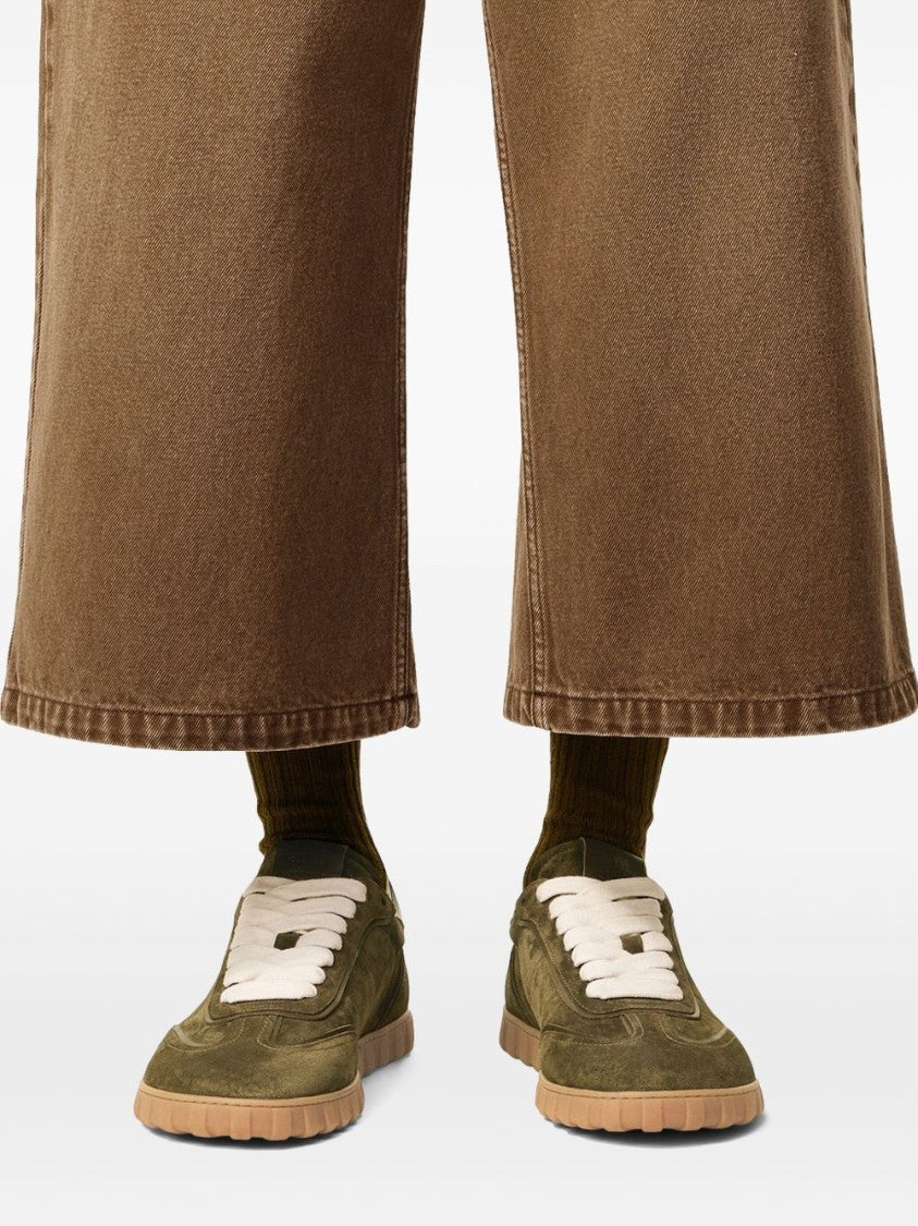 Ami Paris Brown Olive Green Lace-Up Rubber Sneakers