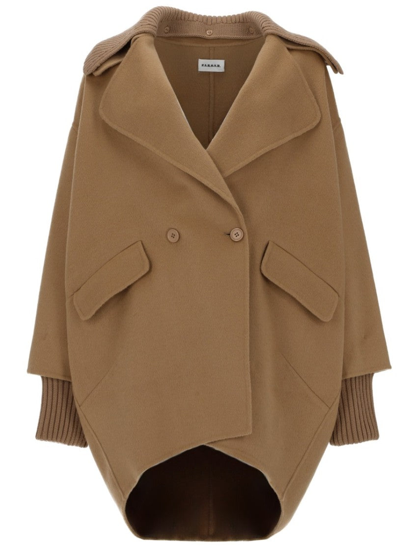 P.A.R.O.S.H. Grey Cocoon Double-Breasted Wool Coat