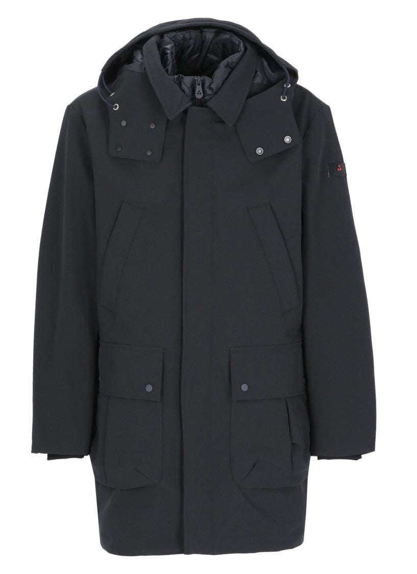 Peuterey Blue High Neck Hooded Padded Coat