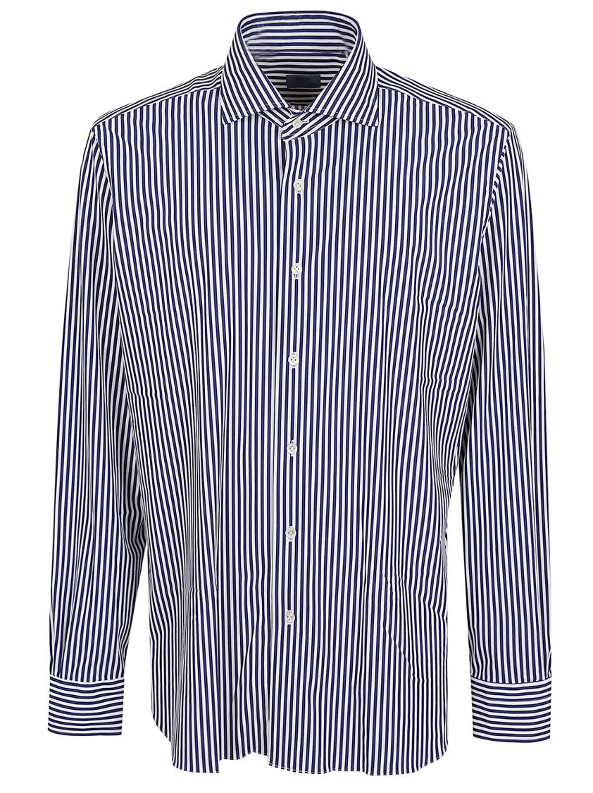 Barba Napoli Striped Stretch Shirt With Classic Collar And Button Closure