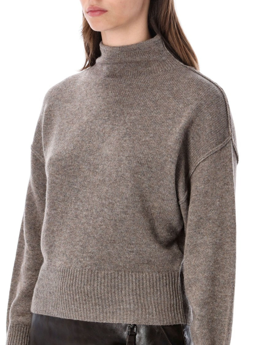 The Garment Button Detail High-Neck Knit Sweater