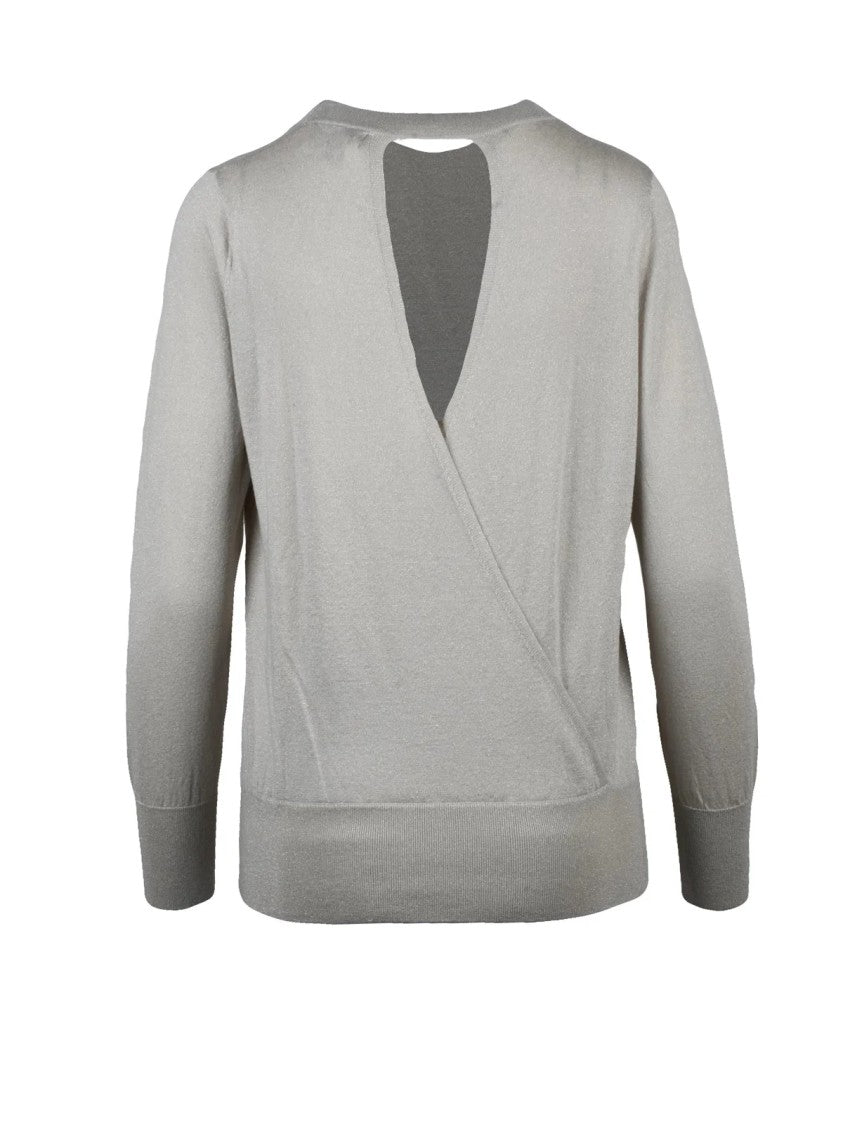 Quilisia Merino Wool Lamé Sweater With Unique Back Detail