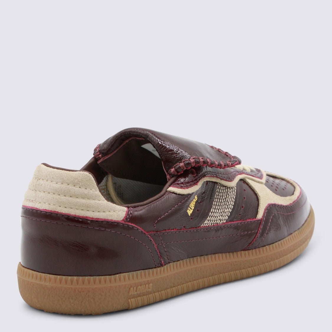 Alohas Glossy Burgundy Leather Sneakers With Suede Accents