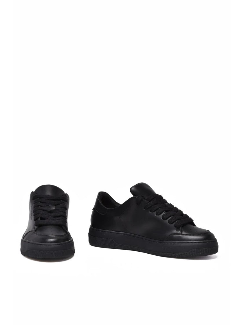 Brian Mills Black Leather Minimalist Sneakers