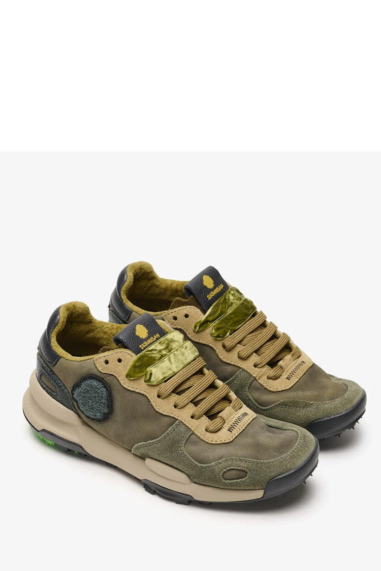 Satorisan Green Leather Low-Top Sneakers