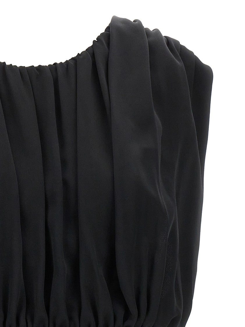 Jil Sander Crinkled Plastron Top With Fitted Bodice