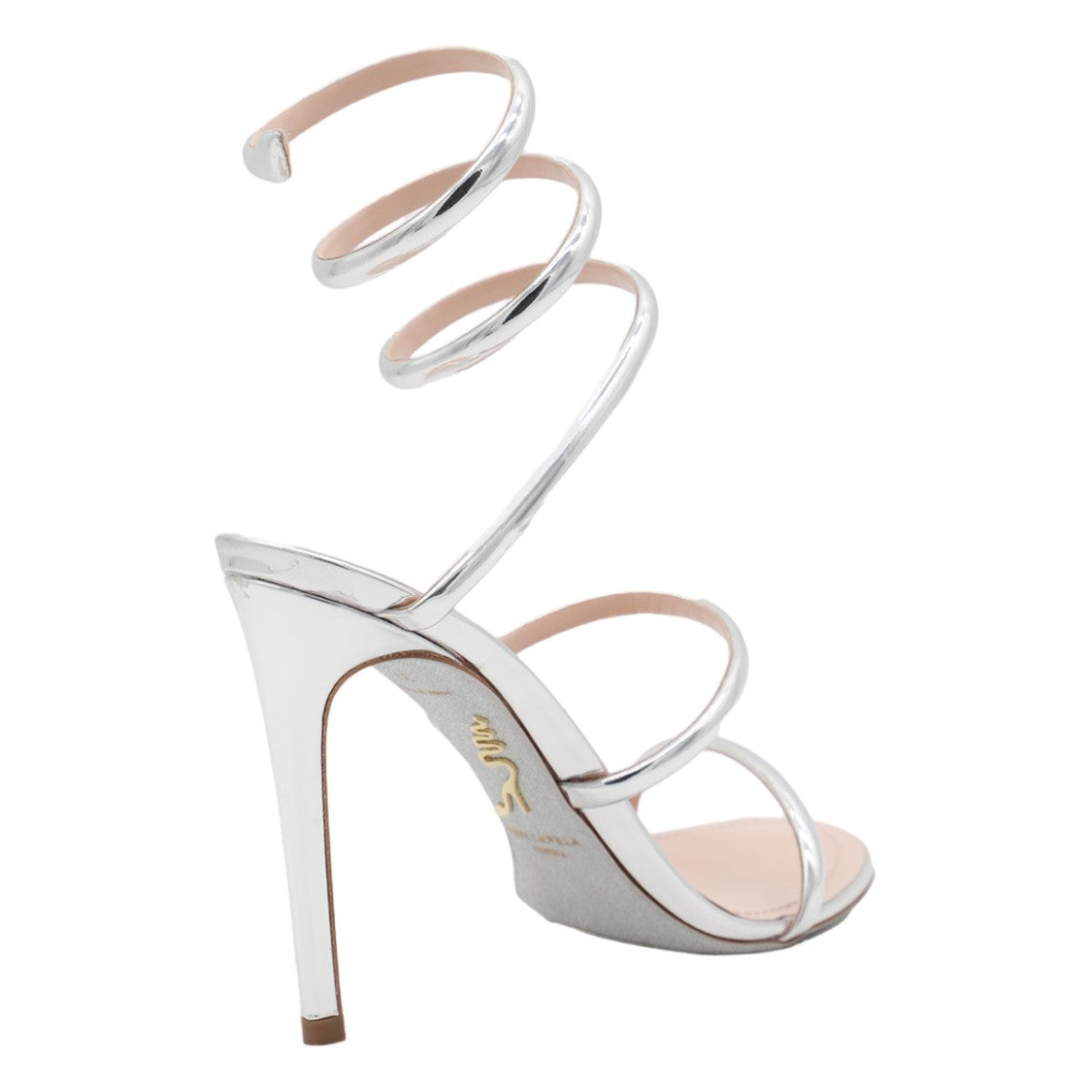 René Caovilla High-Heeled Sandals With Spiral Ankle Strap