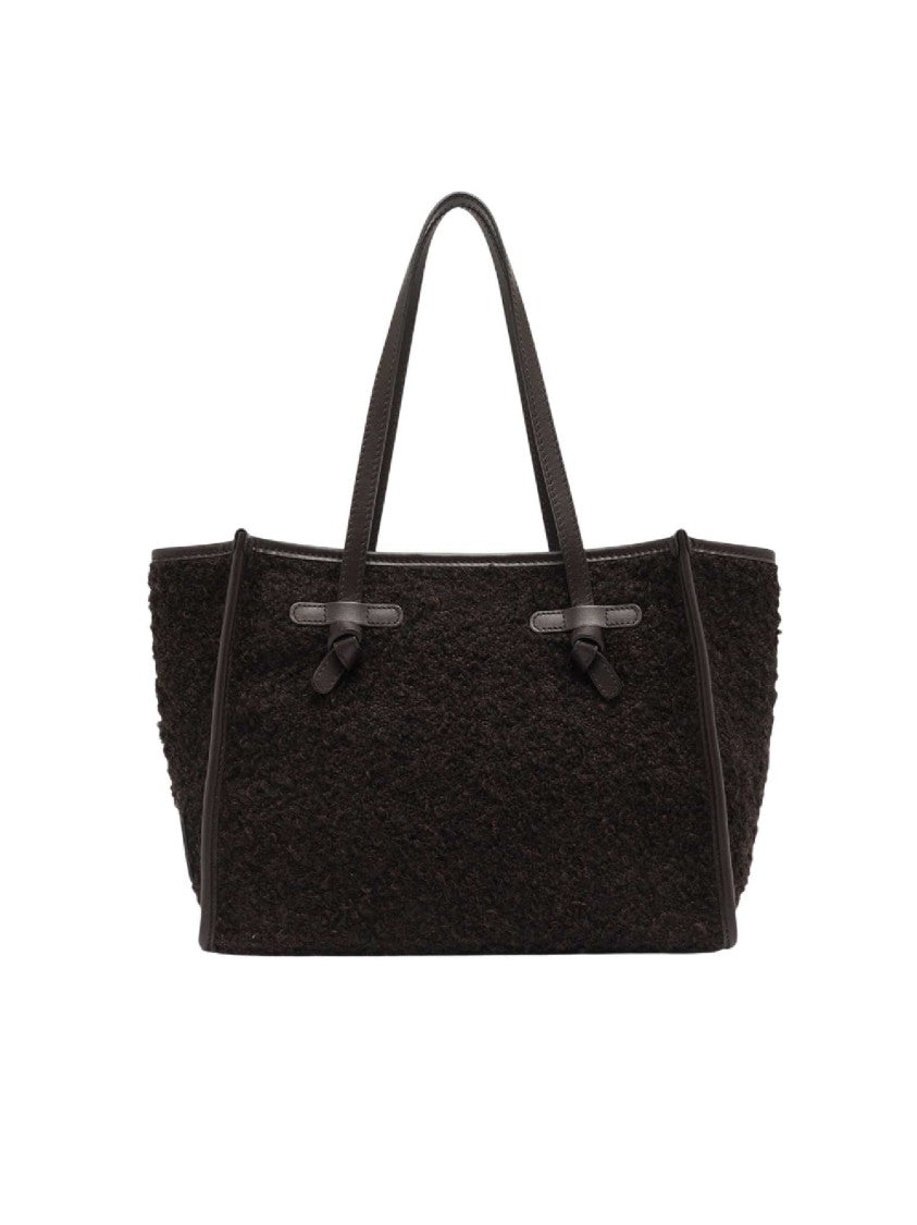 Gianni Chiarini Espresso Textured Fabric Leather Tote Bag