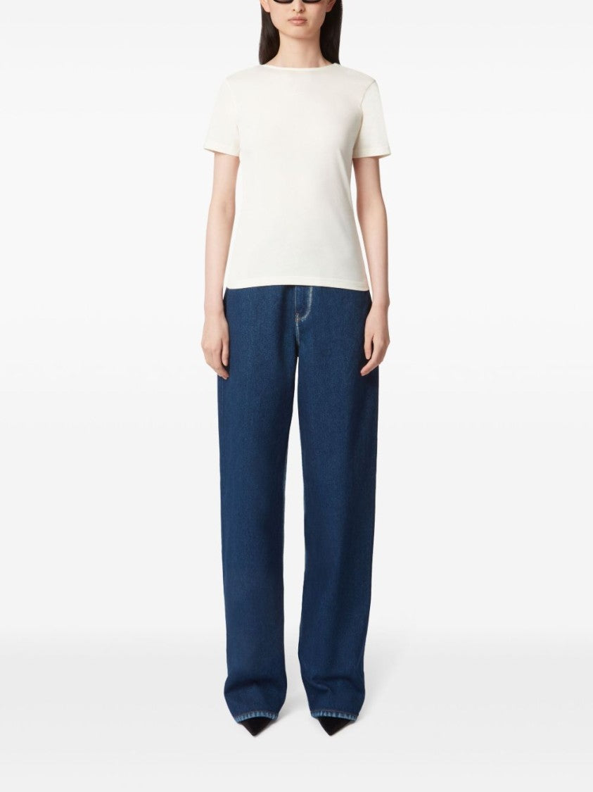 Nina Ricci White V Back Draped Cotton Top