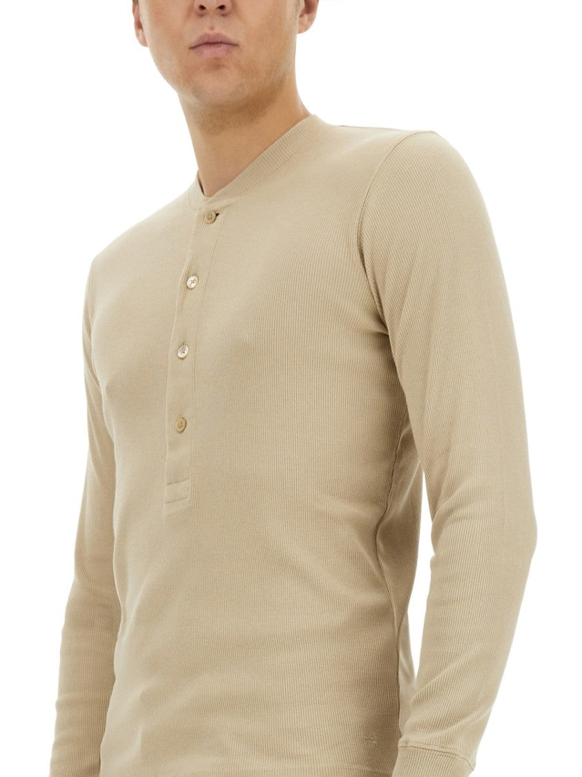 Tom Ford Ribbed "Henley" T-Shirt