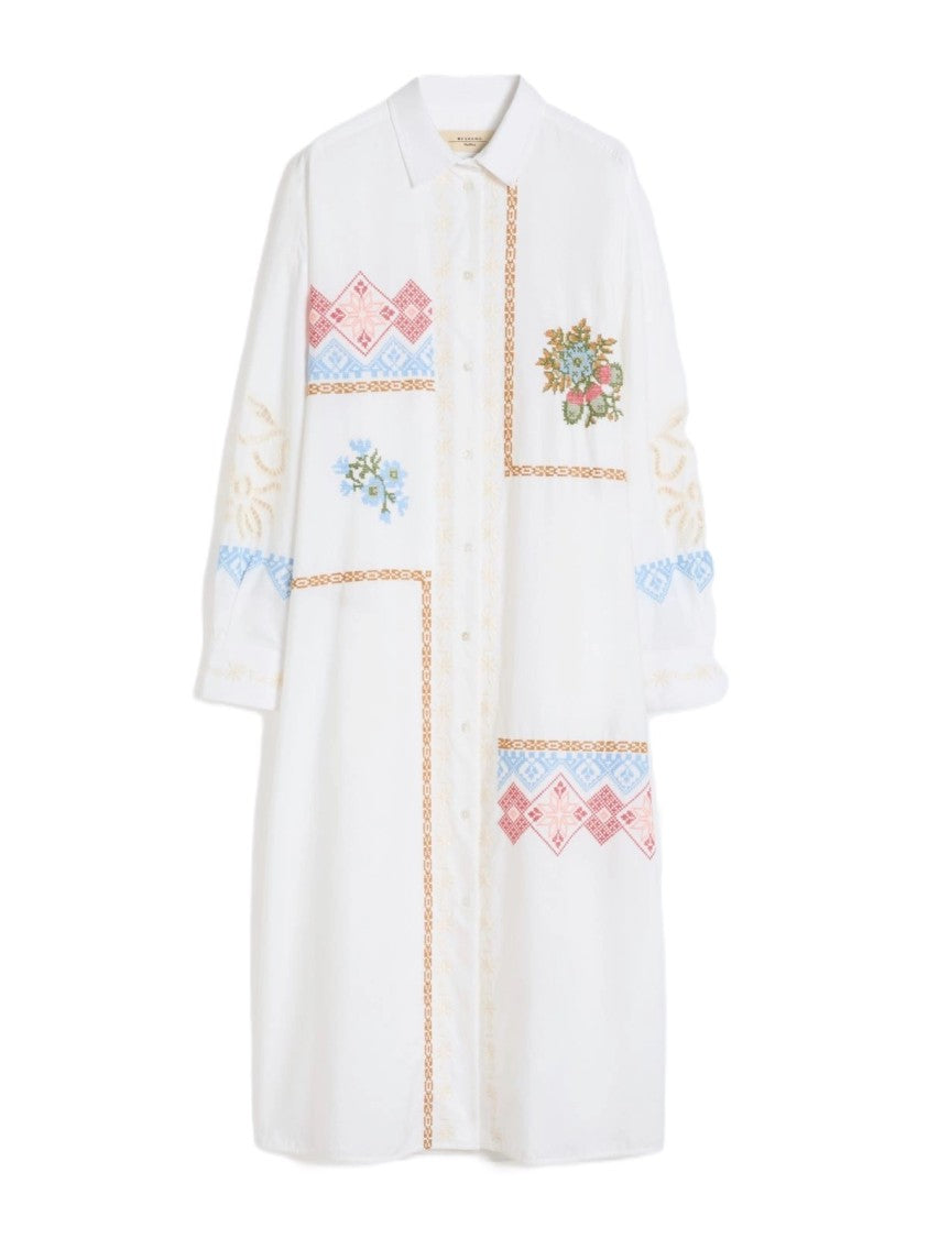 Max Mara Loose-Fitting Shirt Dress With Embroidered Patterns