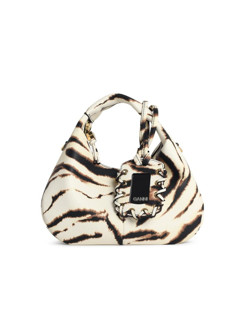 Ganni Zebra Eco Leather Mini Hobo Bag
