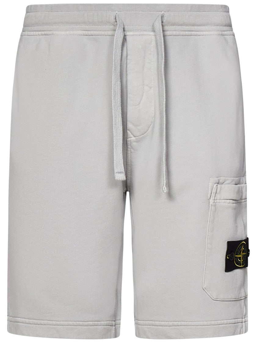 Stone Island Cargo Bermuda Shorts In Organic Cotton Fleece