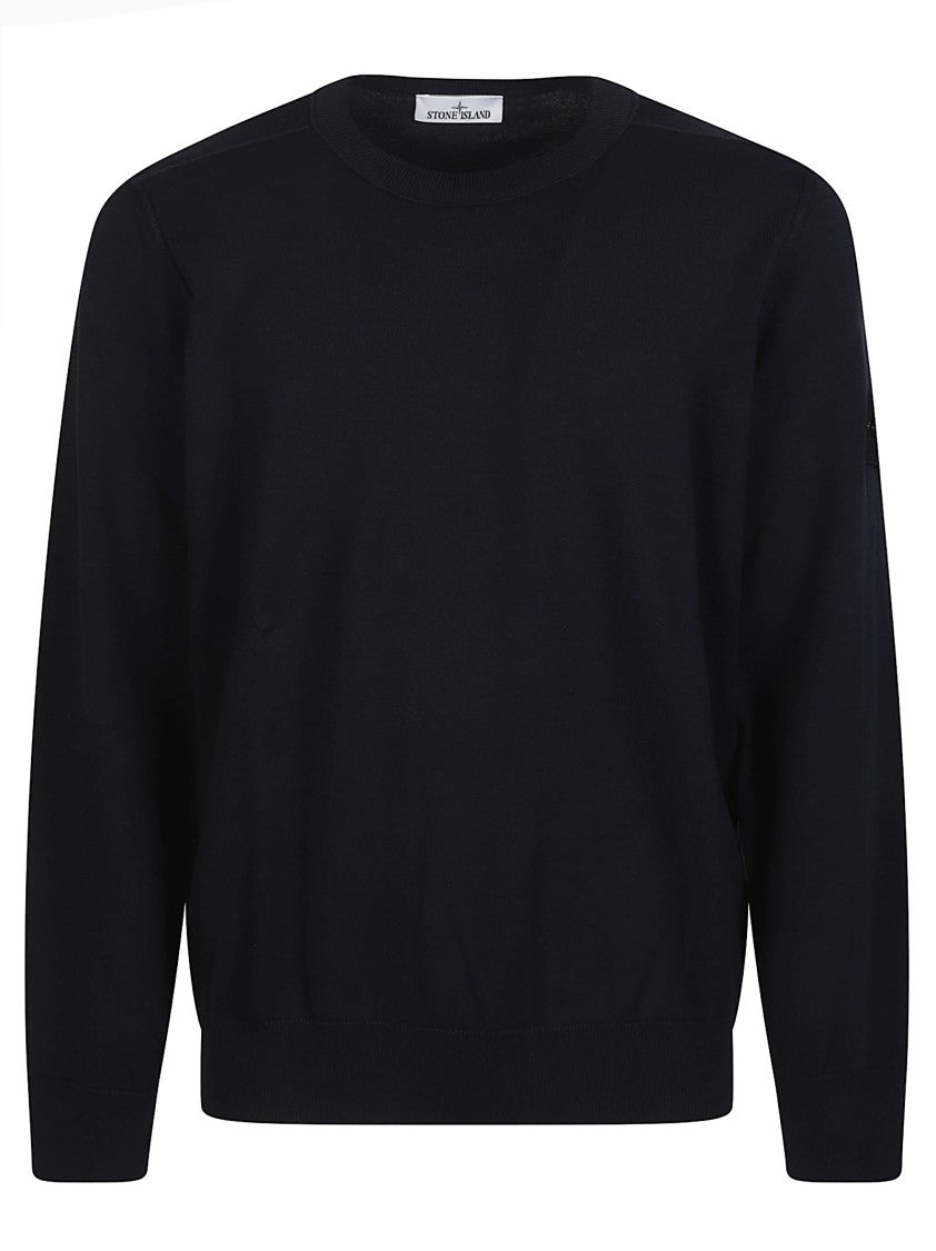 Stone Island Black Round Neck Cotton Sweater