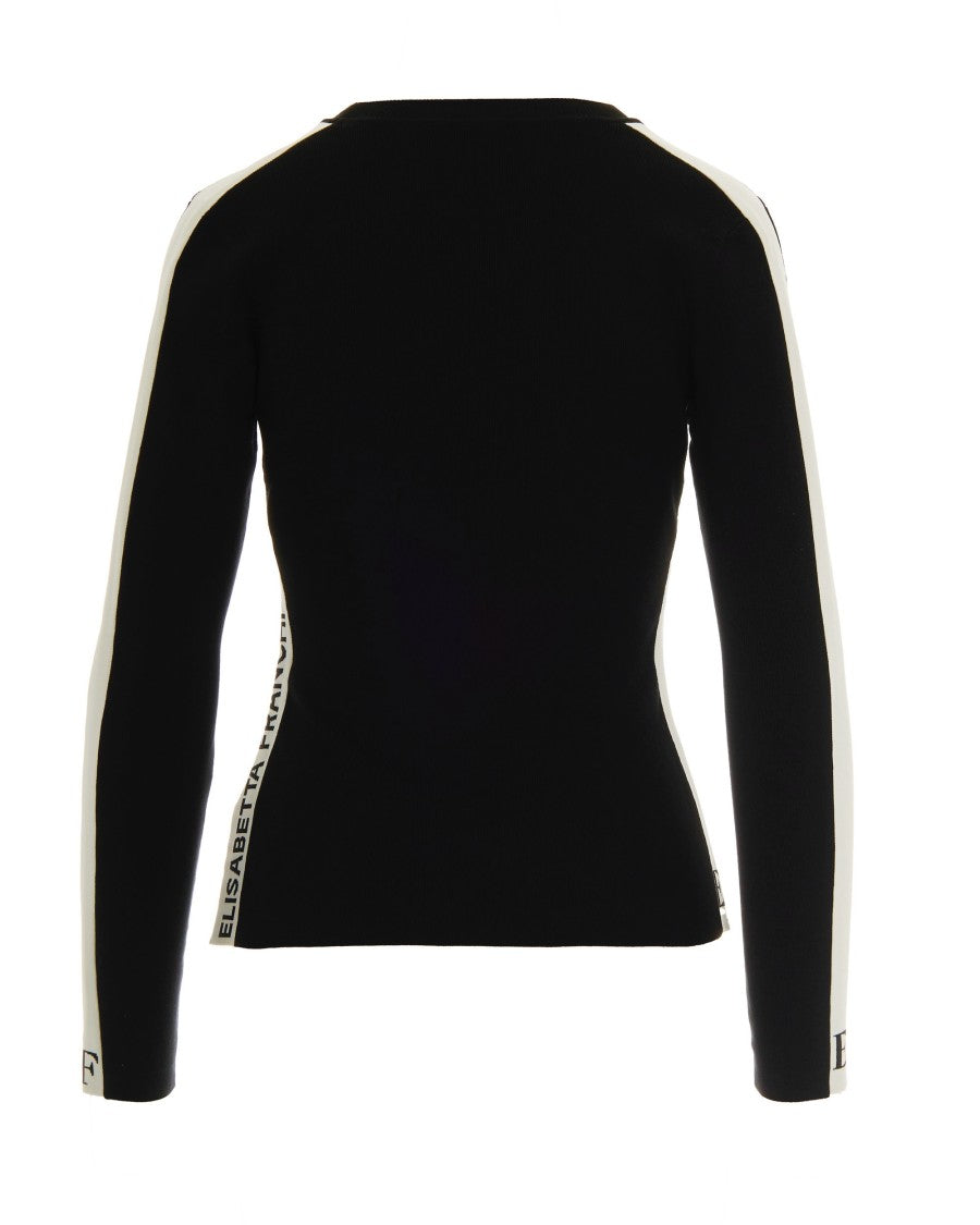 Elisabetta Franchi Viscose Sweater With Shiny Stripes – Black/Milk