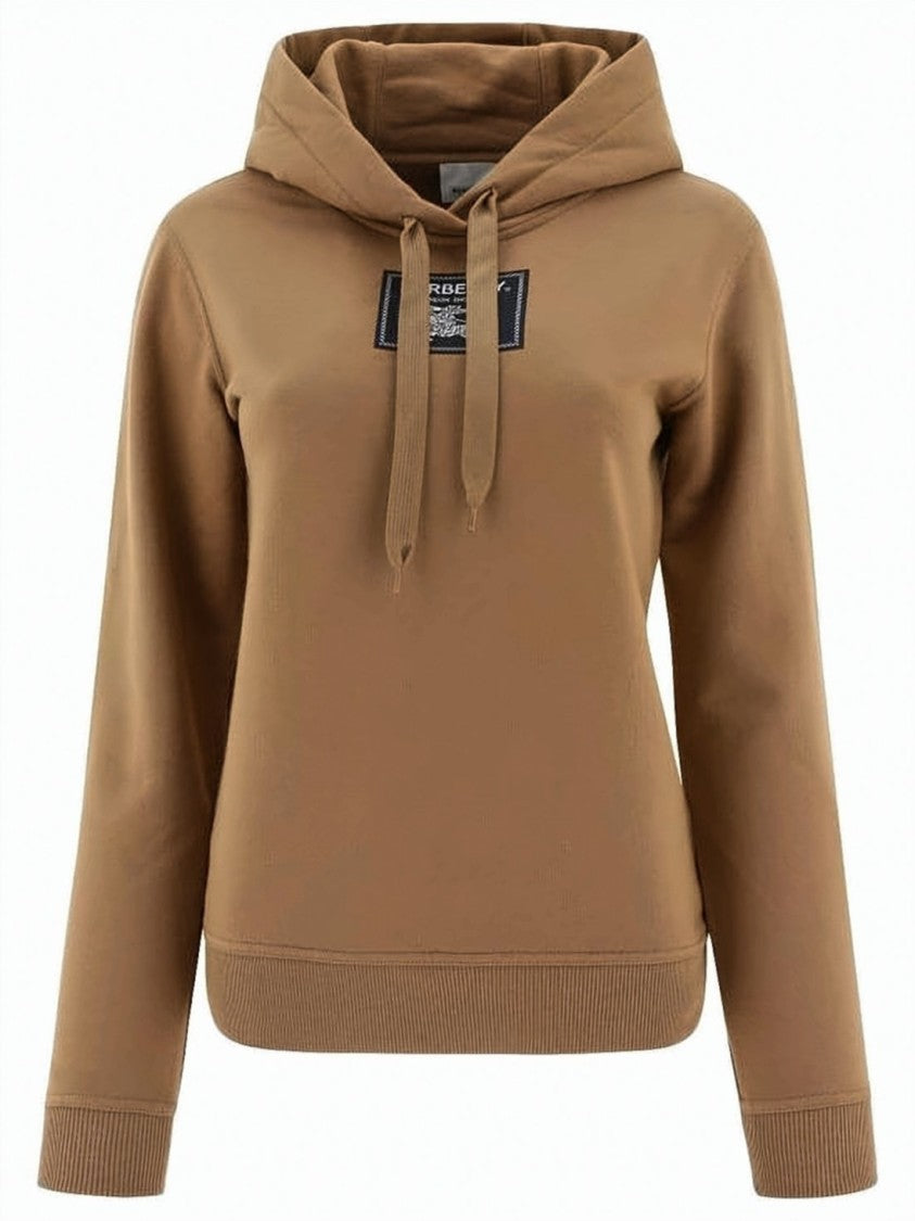Burberry Classic Brown Hoodie With Drawstring And Ribbed Detail