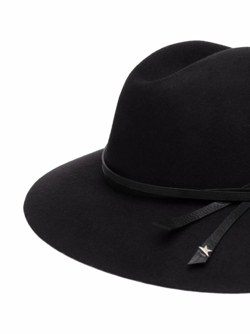 Golden Goose Classic Black Fedora Hat With Leather Band