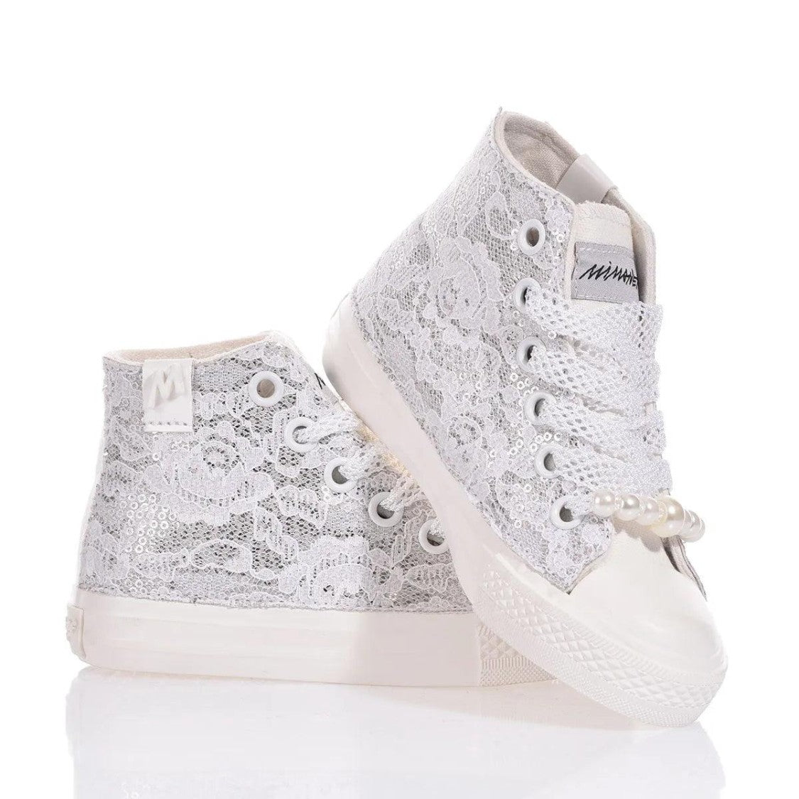 Mimanera High-Top Sneakers With Silver Sequined Design