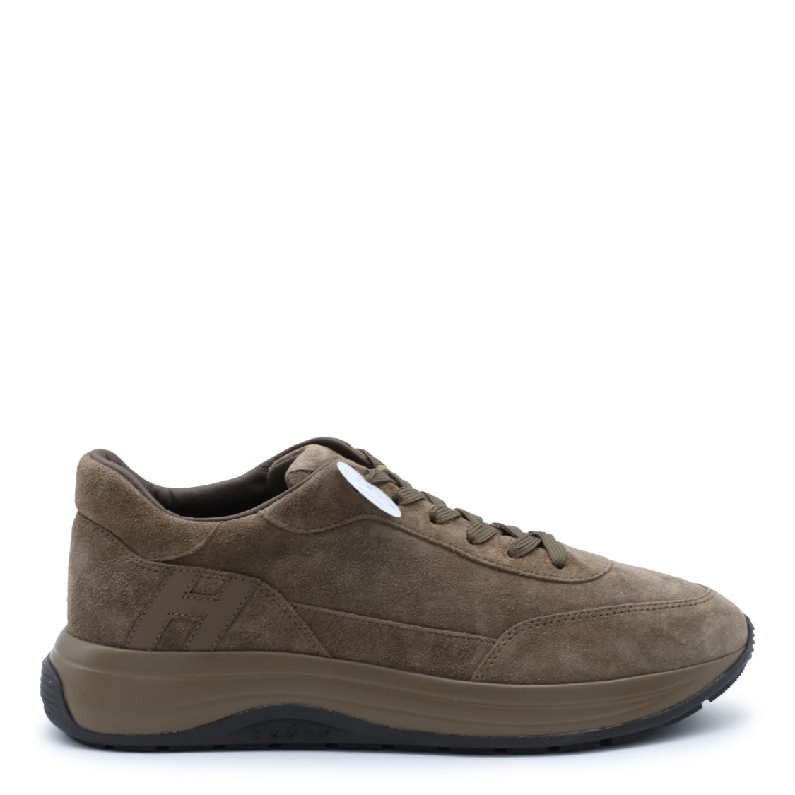 Hogan Brown Smooth Suede Logo Embossed Sneakers