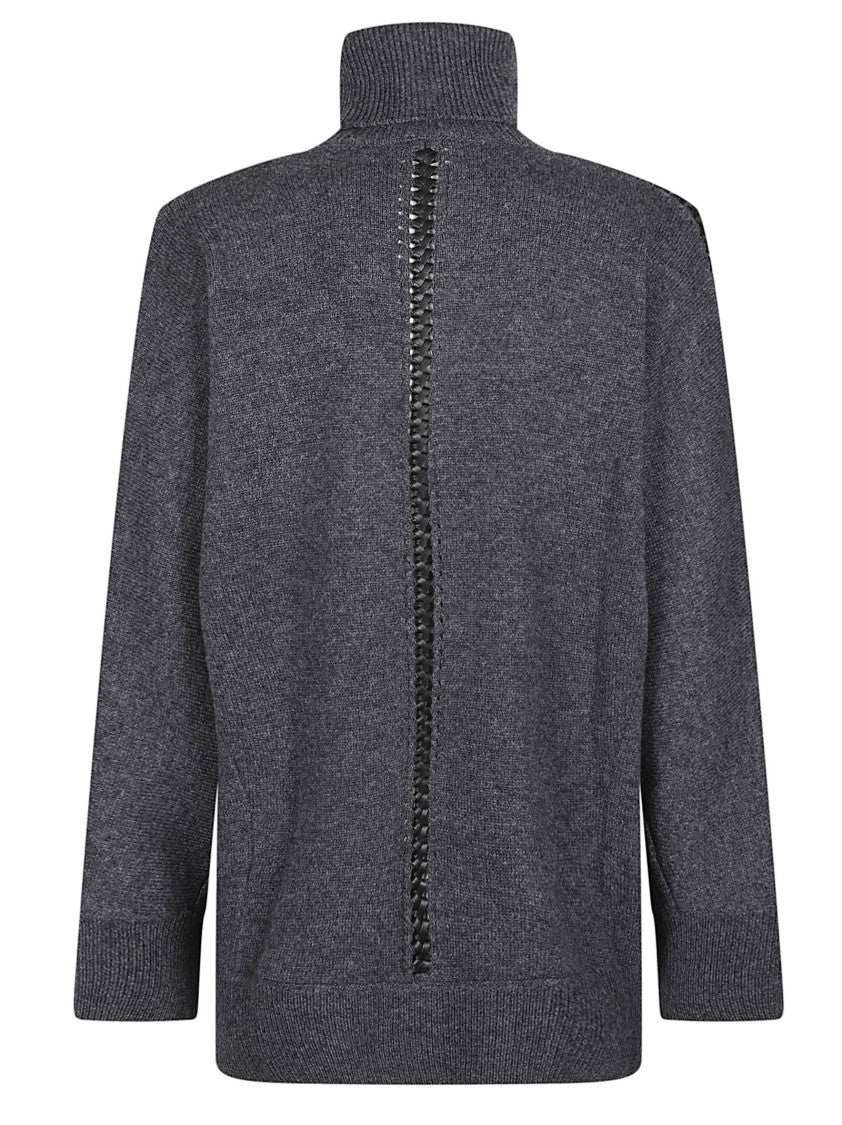 P.A.R.O.S.H. Grey Liller Turtle Neck Luxe Wool-Blend Turtleneck