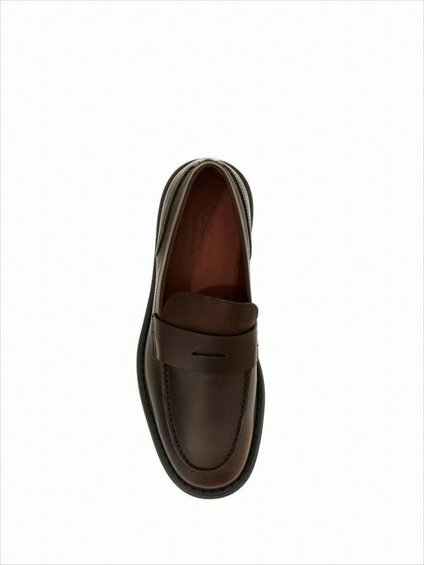 Loro Piana Polished Calf Leather Loafers With Penny Strap