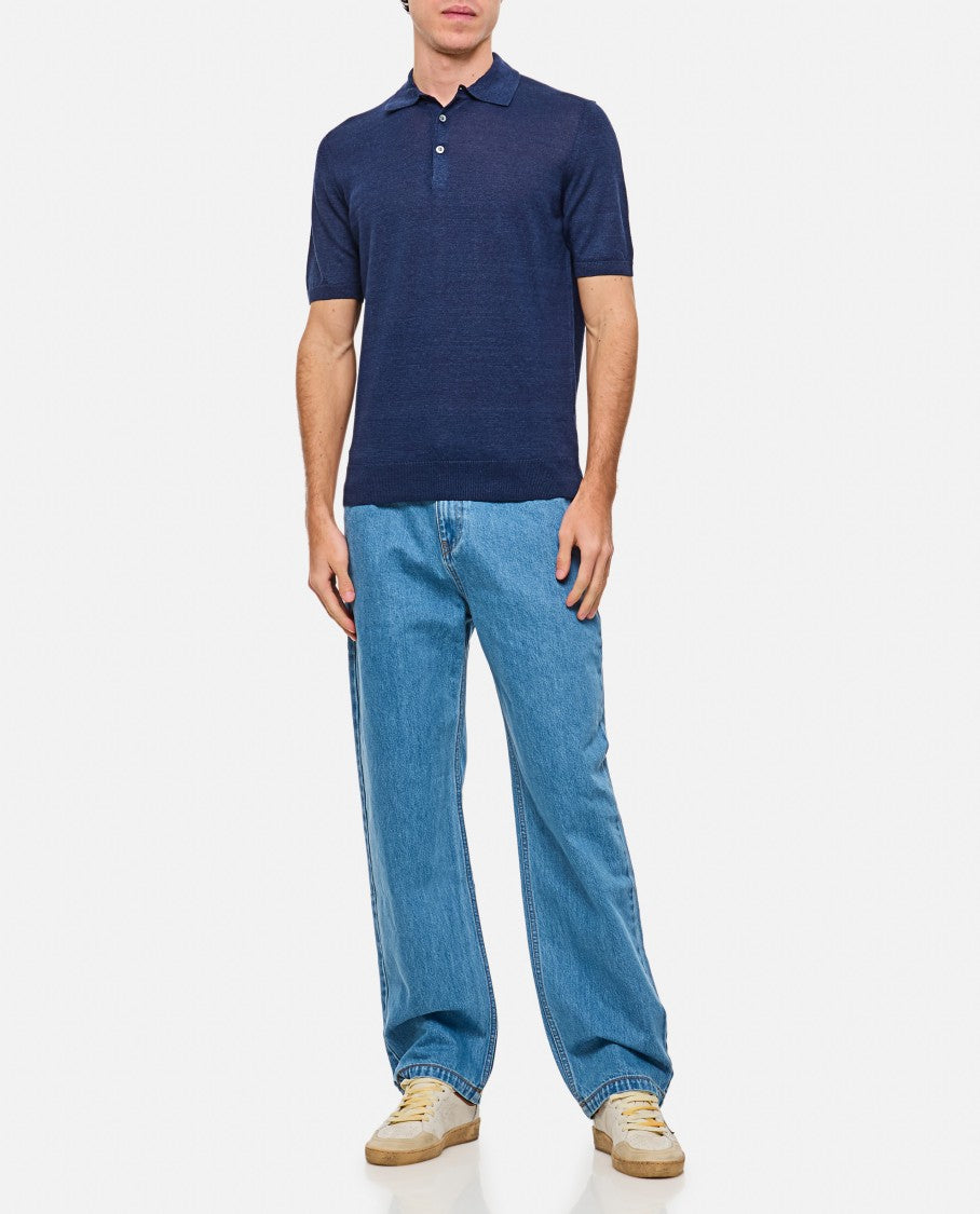 Drumohr Relaxed-Fit Blue Polo Shirt With Classic Collar