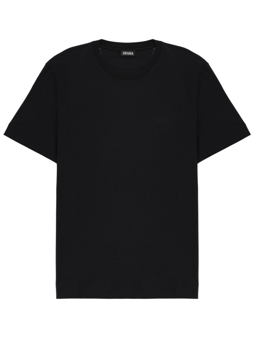 Zegna Neutral Crew Neck Understated Logo T-Shirt