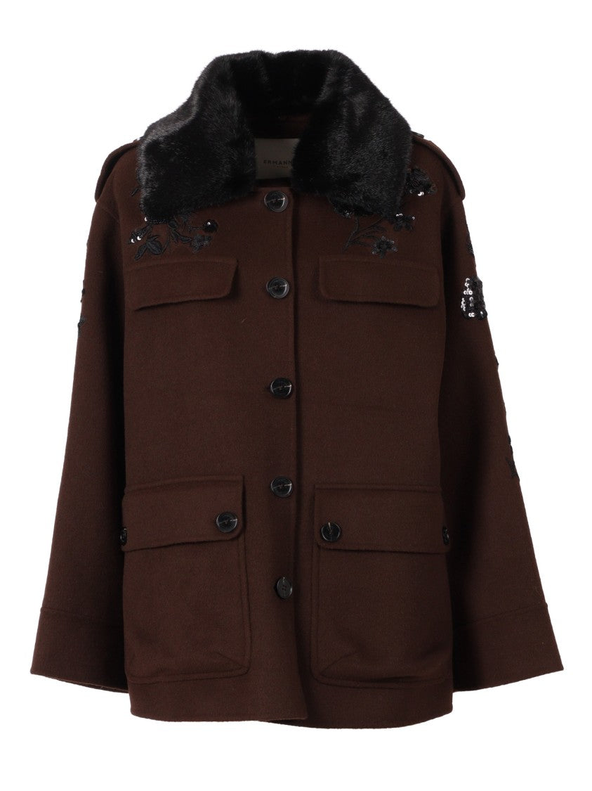 Ermanno Scervino Double-Breasted Caban Coat With Wide Lapels