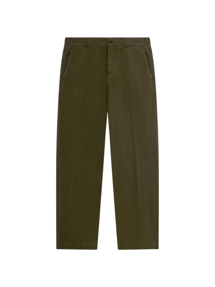 Ballantyne Olive Green Cotton Wide-Leg Pants
