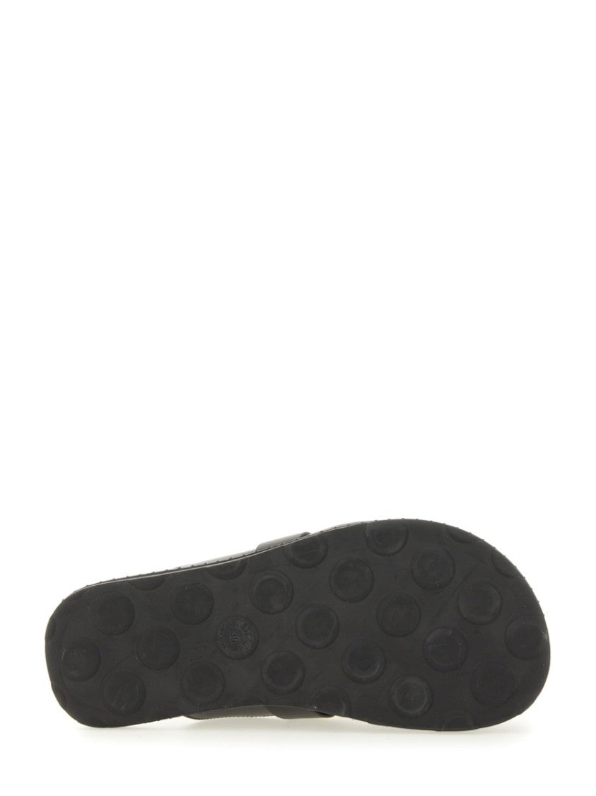 Moschino Black Leather Sabot Flats