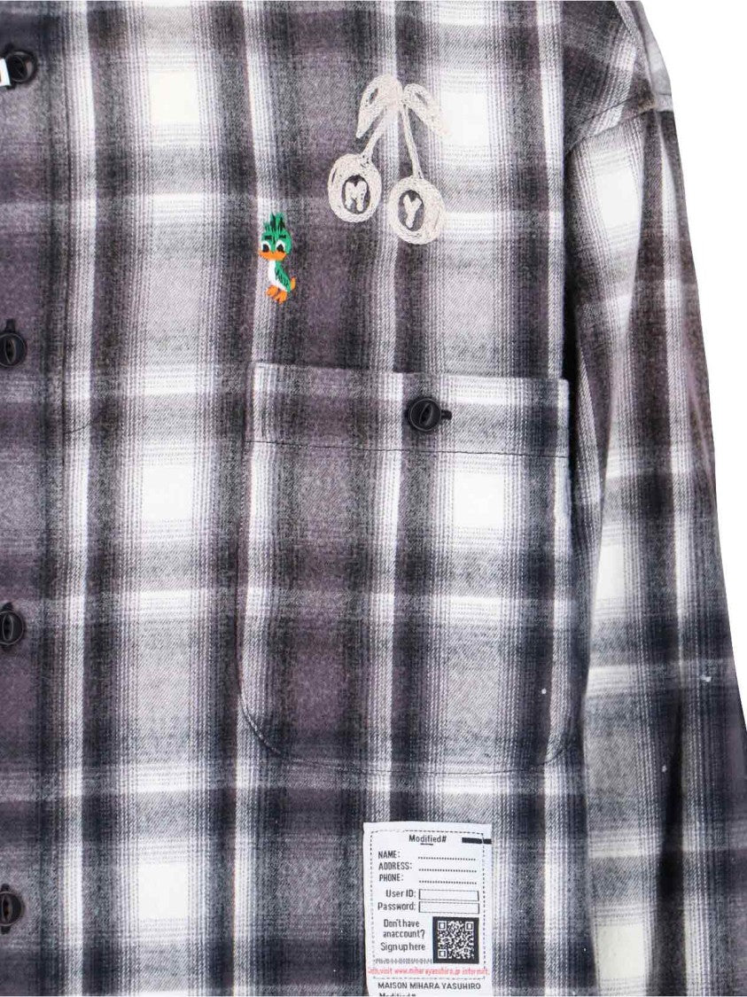 Maison Mihara Yasuhiro Vintage Check Cotton Shirt With Multicolor Embroidery