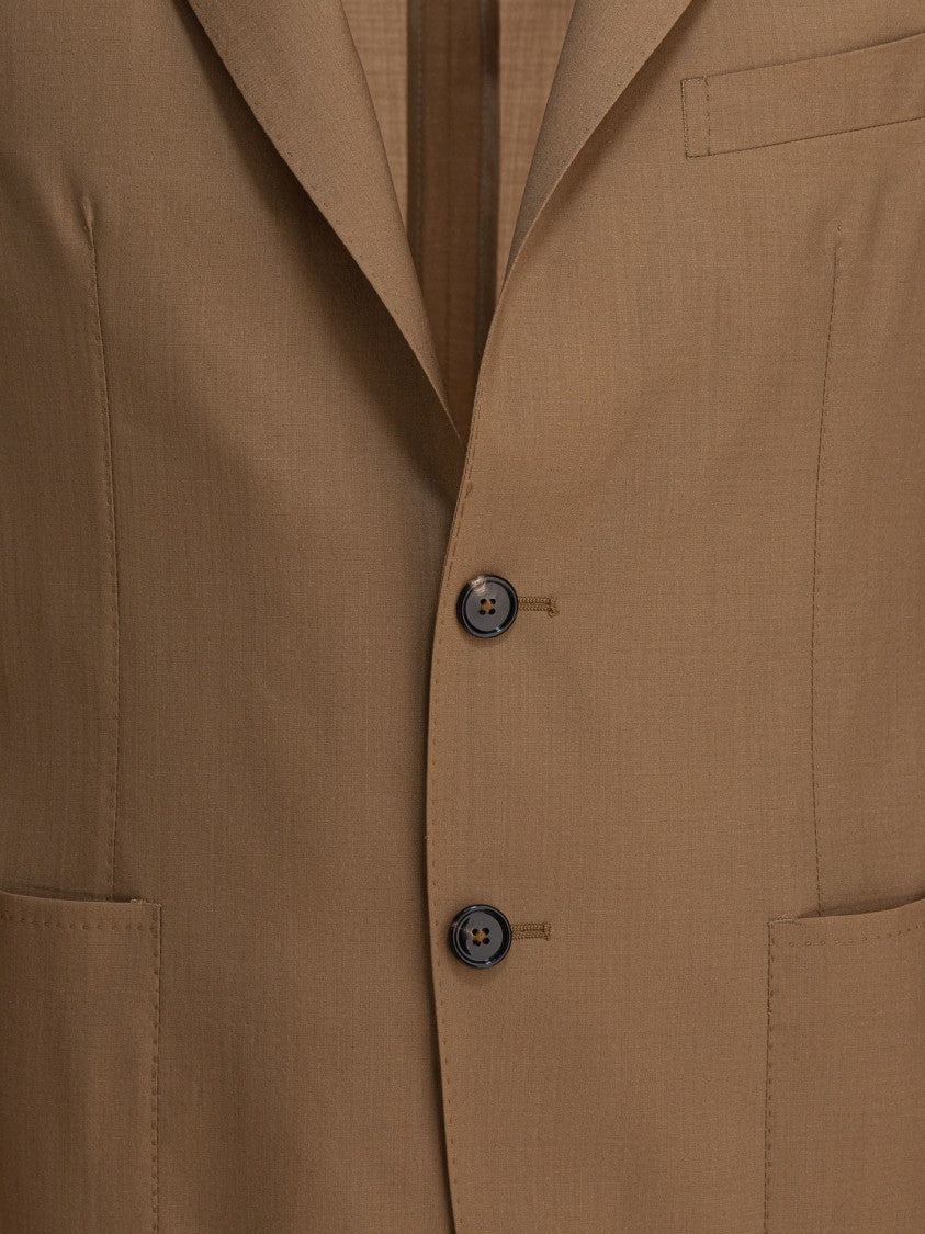 Tagliatore Beige Two-Button Jacket With Notch Lapels