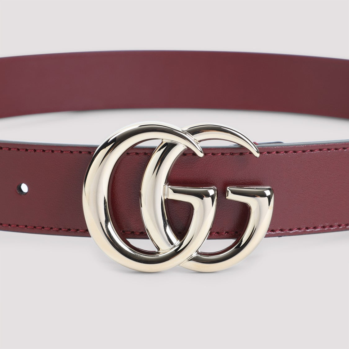 Gucci Anchor Red Calf Leather 3 Cm Gg Gold Belt