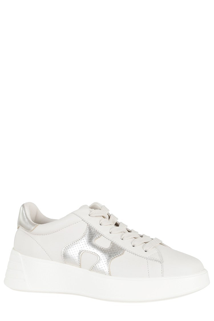 Hogan White Rebel H Punched Side-Logo Leather Sneakers