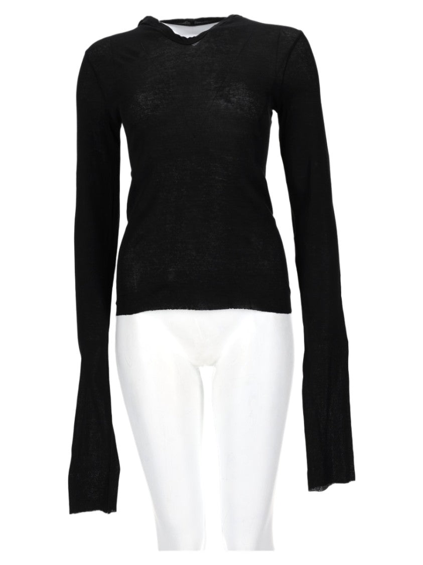 Rick Owens Black Fitted Long-Sleeve Cotton T-Shirt