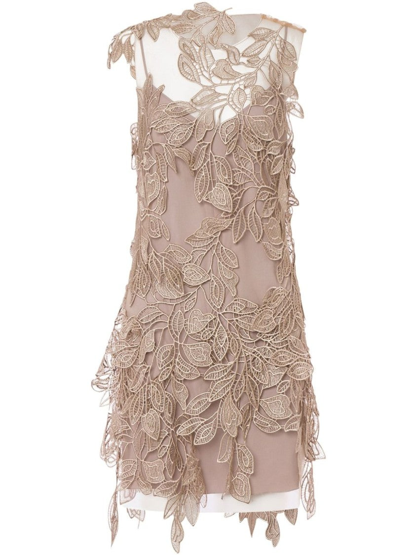 Alberta Ferretti Mini Dress With Intricate Leaf Embroidery